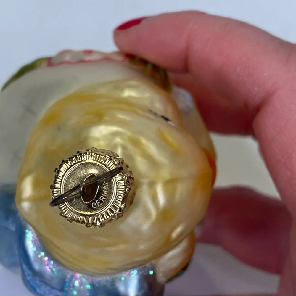 Vintage Made in Germany Glass Yellow Chick Ducky Ornament 2003 Glitter Colorful